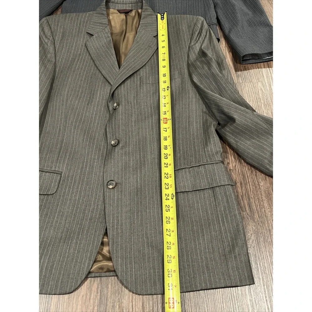 Lot 2 Etienne Aigner Mens Blazer Coat Size 40R 100% Pure Wool Pin Gray And Brown
